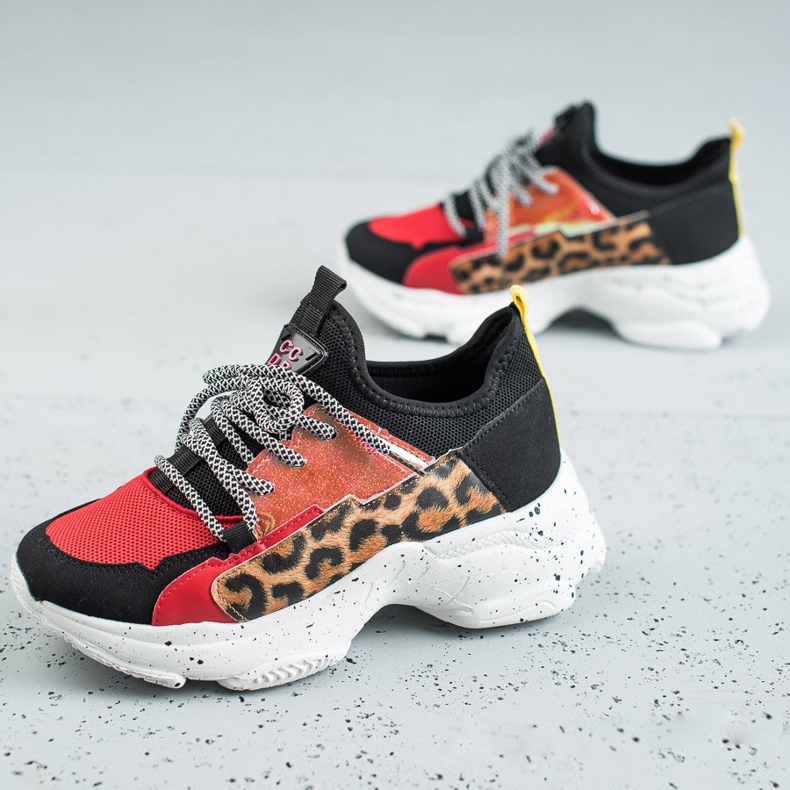 SHELOVET Leopard Print Sport Shoes red multicolored 1