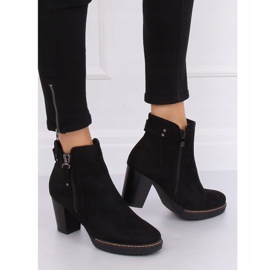 Black suede black 8B856 Black high-heeled boots 2