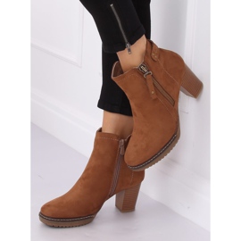 High-heeled boots suede beige 8B856 Khaki 1