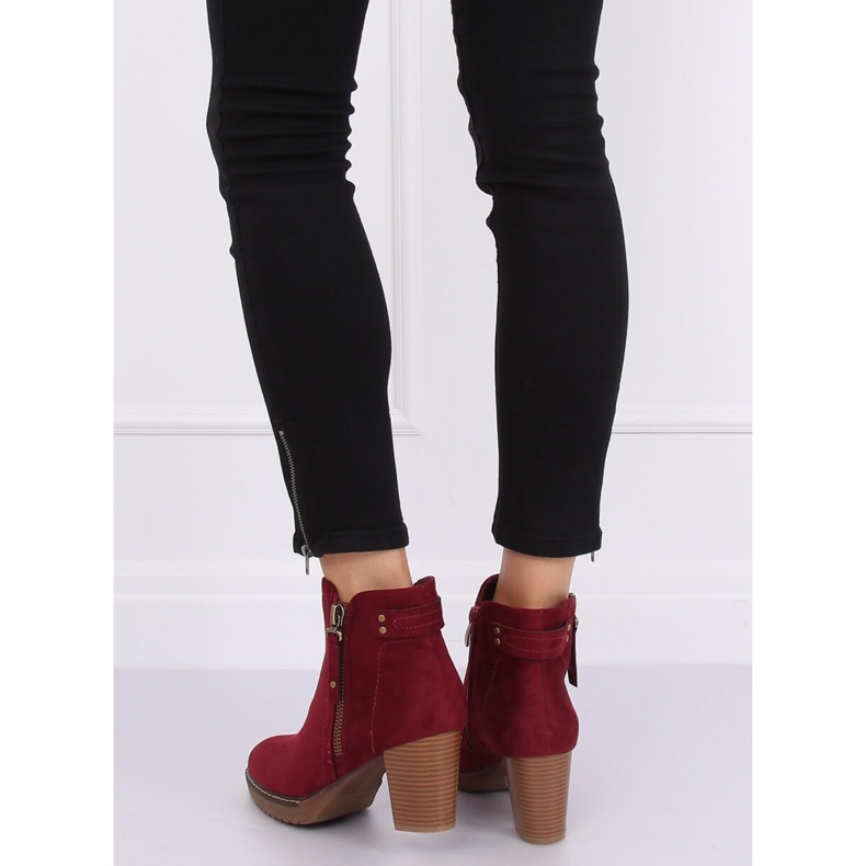 High-heeled boots suede maroon 8B856 Wine red 1