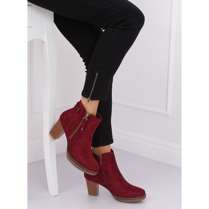 High-heeled boots suede maroon 8B856 Wine red 2