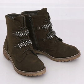 Green lace-up boots H8-118 Green 1