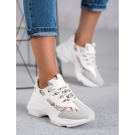 Kayla Snake Print Tied Sneakers white 2