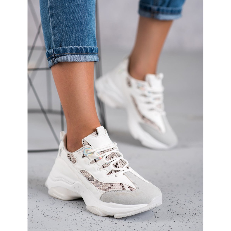 Kayla Snake Print Tied Sneakers white 2