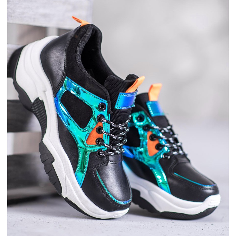 SHELOVET Sport Shoes With Holo Effect black 2