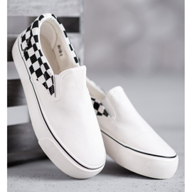 SHELOVET White Checkered Slipons 2