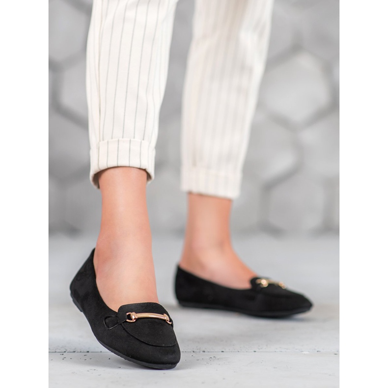 SHELOVET Suede ballerinas black 1