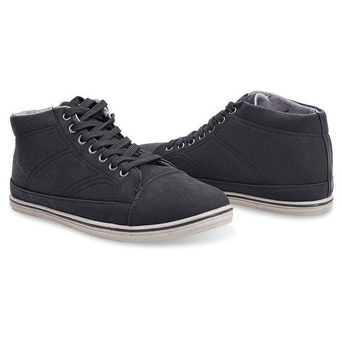Fashionable High Sneakers 1173 Black 1