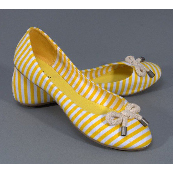 Striped ballerinas with a bow 16-c yellow 2