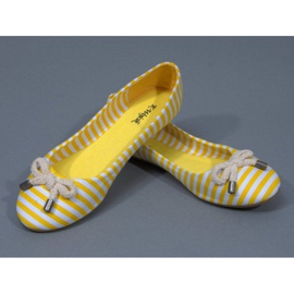 Striped ballerinas with a bow 16-c yellow 1