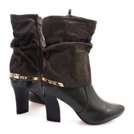 Elegant Boots With A Buckle On A Post 1723 Khaki multicolored green 1