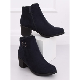 Navy blue women's 8B982 Blue high-heeled boots 2
