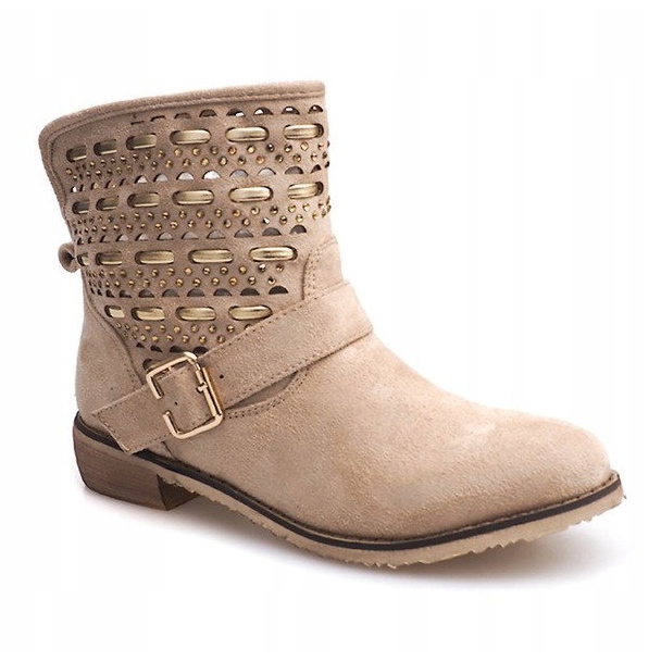 Elegant boots, shoes with a buckle JN-109 Beige 1
