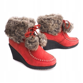 Warm Boots On Wedge ZH227 red 1
