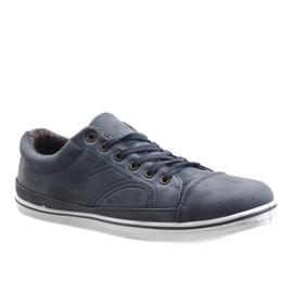 Fashionable High Sneakers TL345 Navy Blue 1