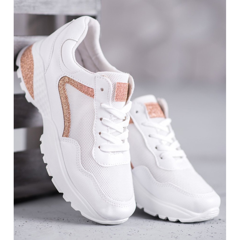 SHELOVET Sports Shoes With Glitter white 1 SHELOVET Sports Shoes With Glitter white 1