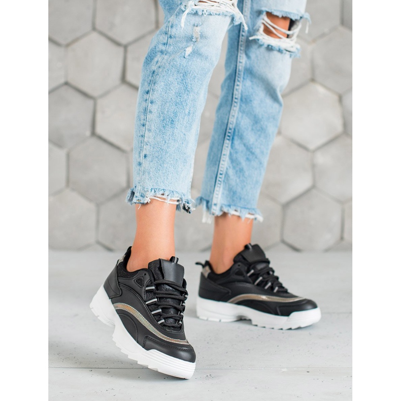 SHELOVET Fashionable Black Sneakers 2