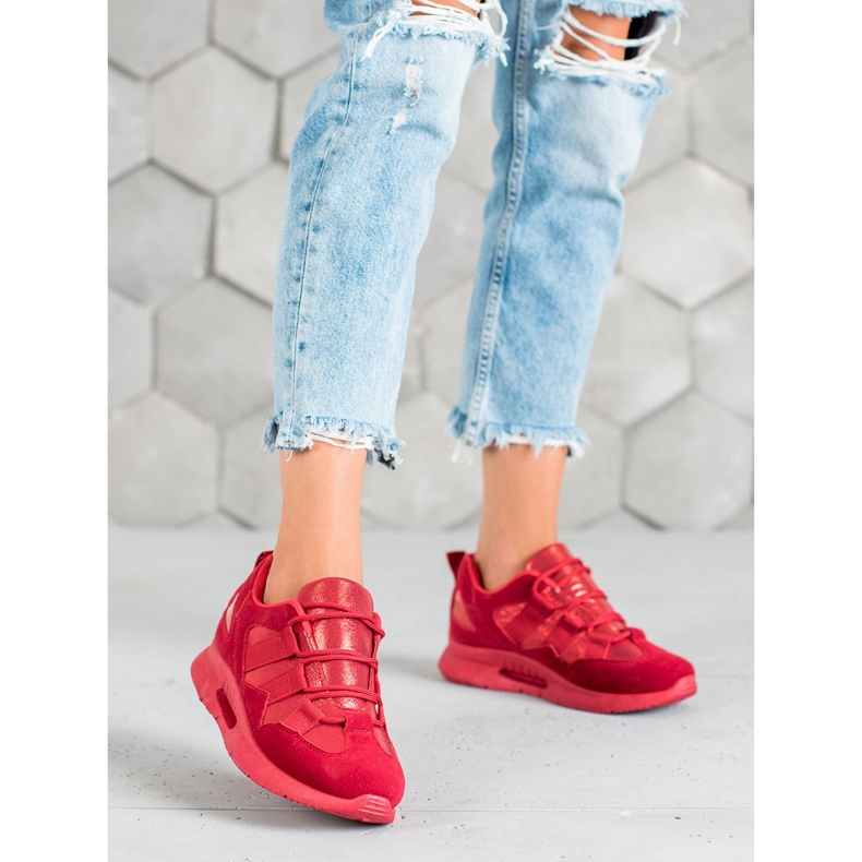 SHELOVET Suede Sports Shoes red 2