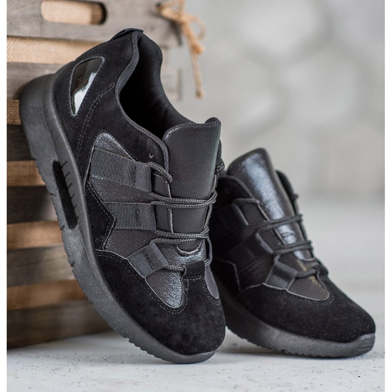 SHELOVET Suede Sports Shoes black 1