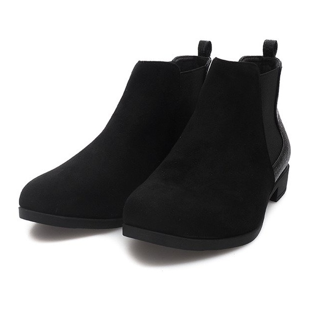 Suede Booties With Leather Elements 99-225 Black 1