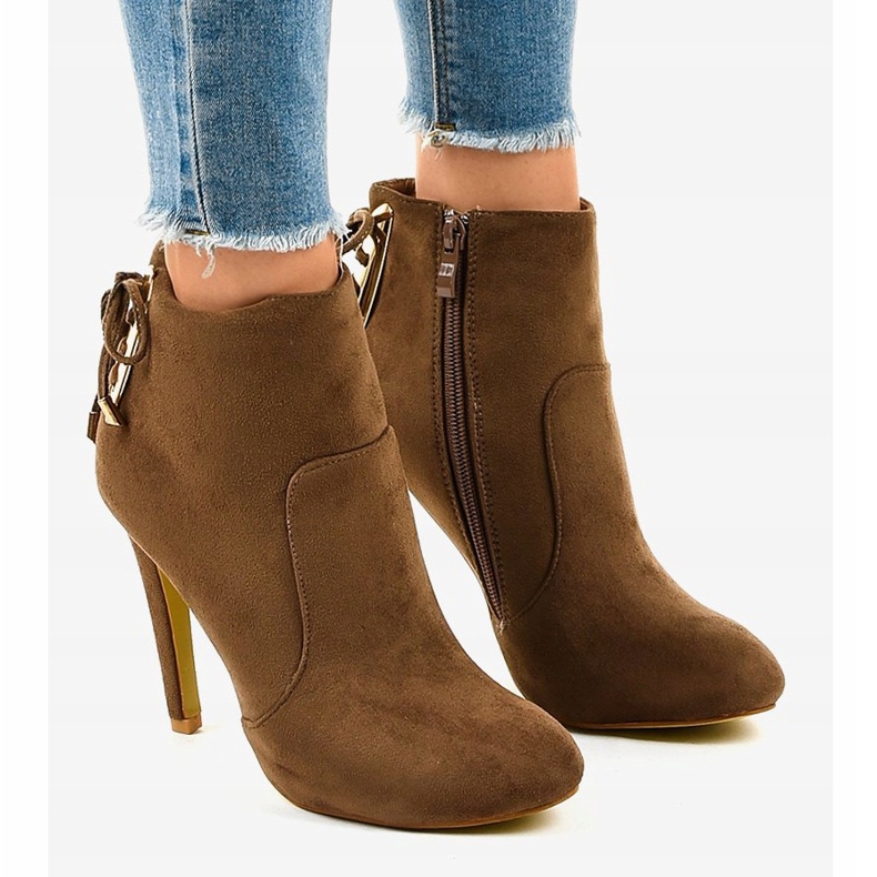 Brown suede ankle boots LBS2551 1