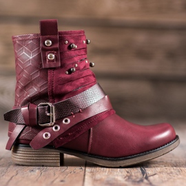 SHELOVET Boots With Rhinestones red 1