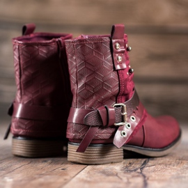 SHELOVET Boots With Rhinestones red 2