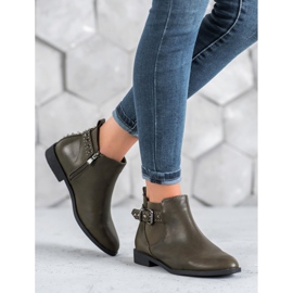 SHELOVET Green Chelsea Boots With Rhinestones 2 SHELOVET Green Chelsea Boots With Rhinestones 2