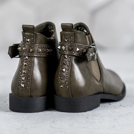 SHELOVET Green Chelsea Boots With Rhinestones 1 SHELOVET Green Chelsea Boots With Rhinestones 1