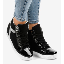 Black wedge sneakers with sequins AN2959 2