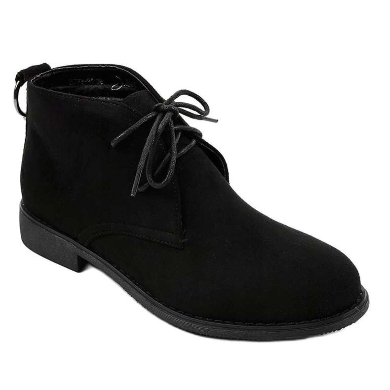 Black suede ankle boots with flat heels HJ99-94 1