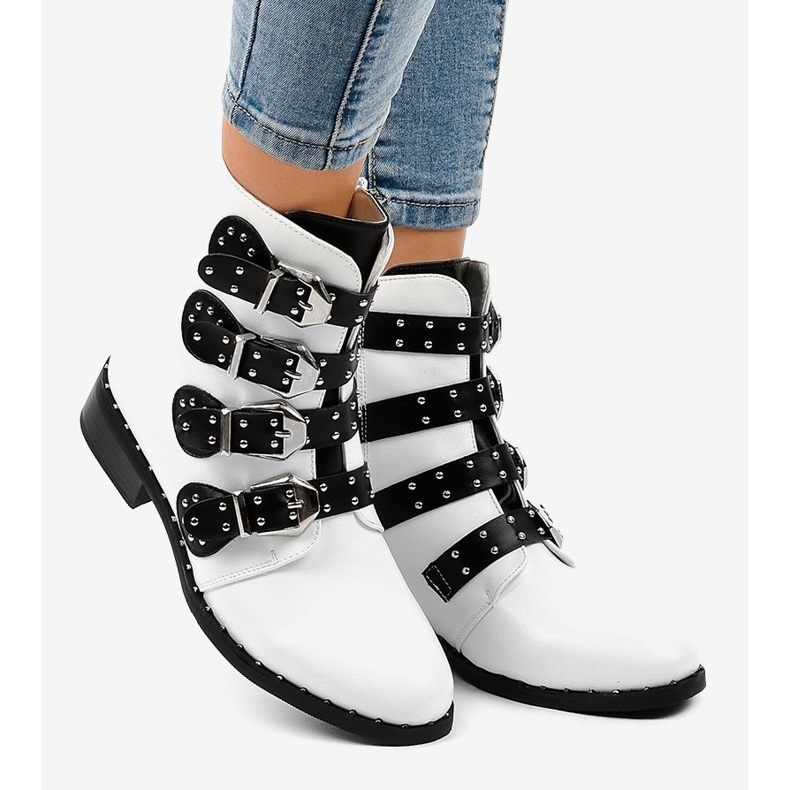 White women's boots with A-167 buckles 2