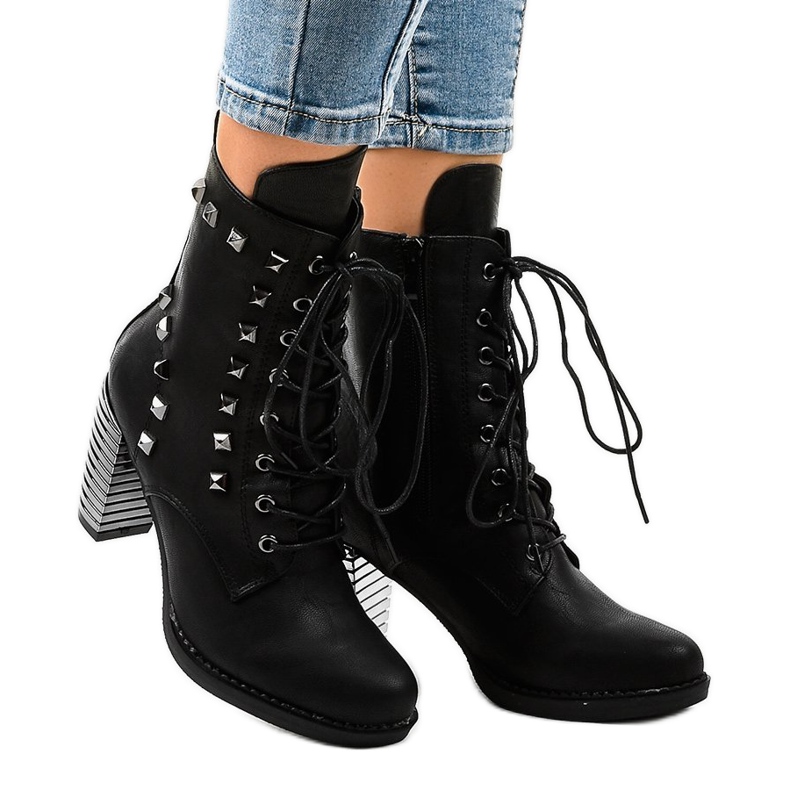 Black ankle boots with F117 studs 2