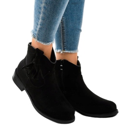 Women's black flat boots with fringes YS476 1