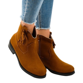 Camel flat women's boots with fringes YS476 brown 1