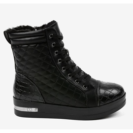 Black insulated sneakers with a zipper 9015-1 2