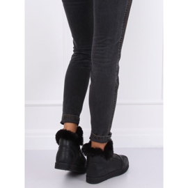 Black ankle-high sneakers with fur W19-29 Black 1