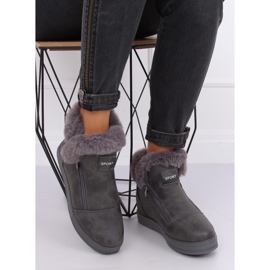 Gray ankle-high sneakers with fur W19-29 Gray grey 1 Gray ankle-high sneakers with fur W19-29 Gray grey 1