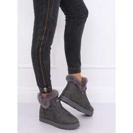 Gray ankle-high sneakers with fur W19-29 Gray grey 2