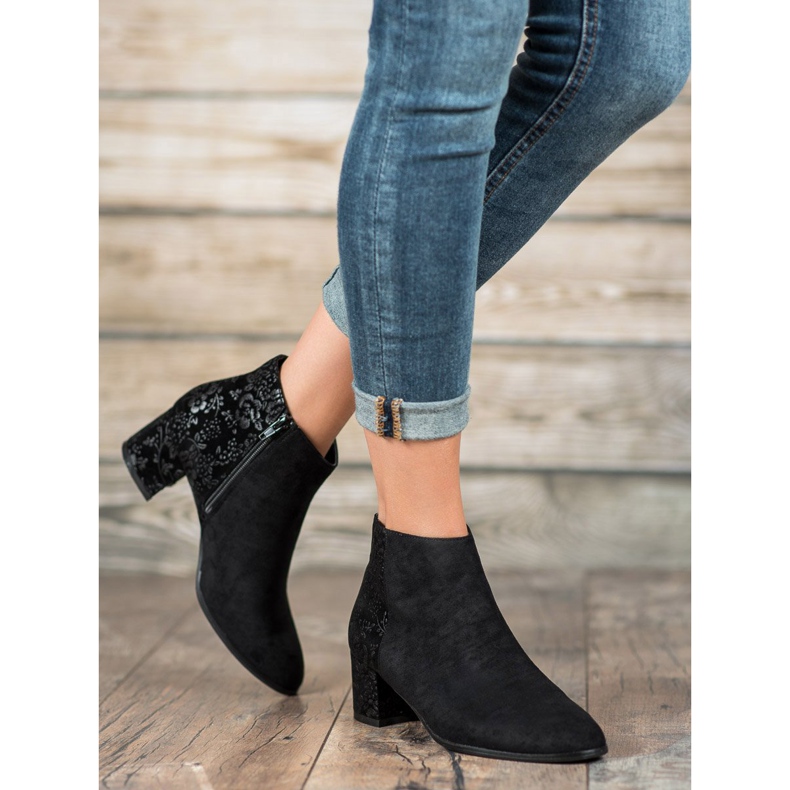 Filippo Suede Booties With Flowers black 1