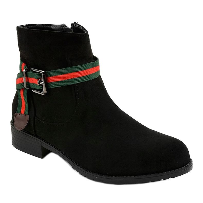 Black suede ankle boots with a 6119 buckle 1