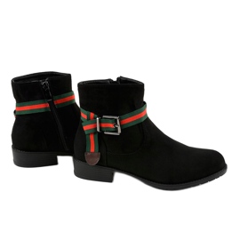 Black suede ankle boots with a 6119 buckle 2
