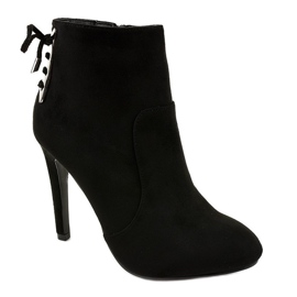 Black suede stiletto boots LBS2551 1