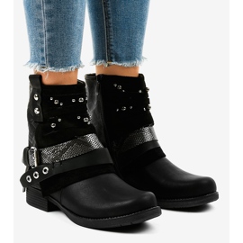 Black insulated boots, richly decorated A-351 1