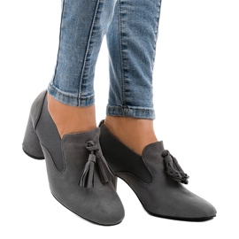 Gray suede pumps on the LL-97P post grey 1