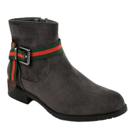 Gray suede boots on the post with a buckle 6119 grey 1