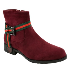 Maroon suede boots on the post with a buckle 6119 red 1