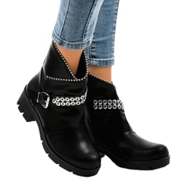 Women's black boots decorated with A-337 1 Women's black boots decorated with A-337 1