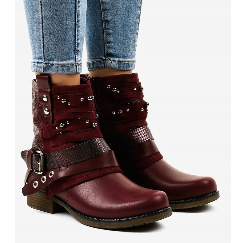 Warm, maroon boots, richly decorated A-351 red 1