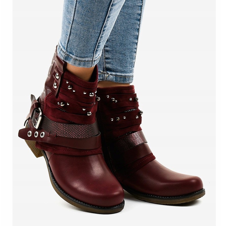 Warm, maroon boots, richly decorated A-351 red 2